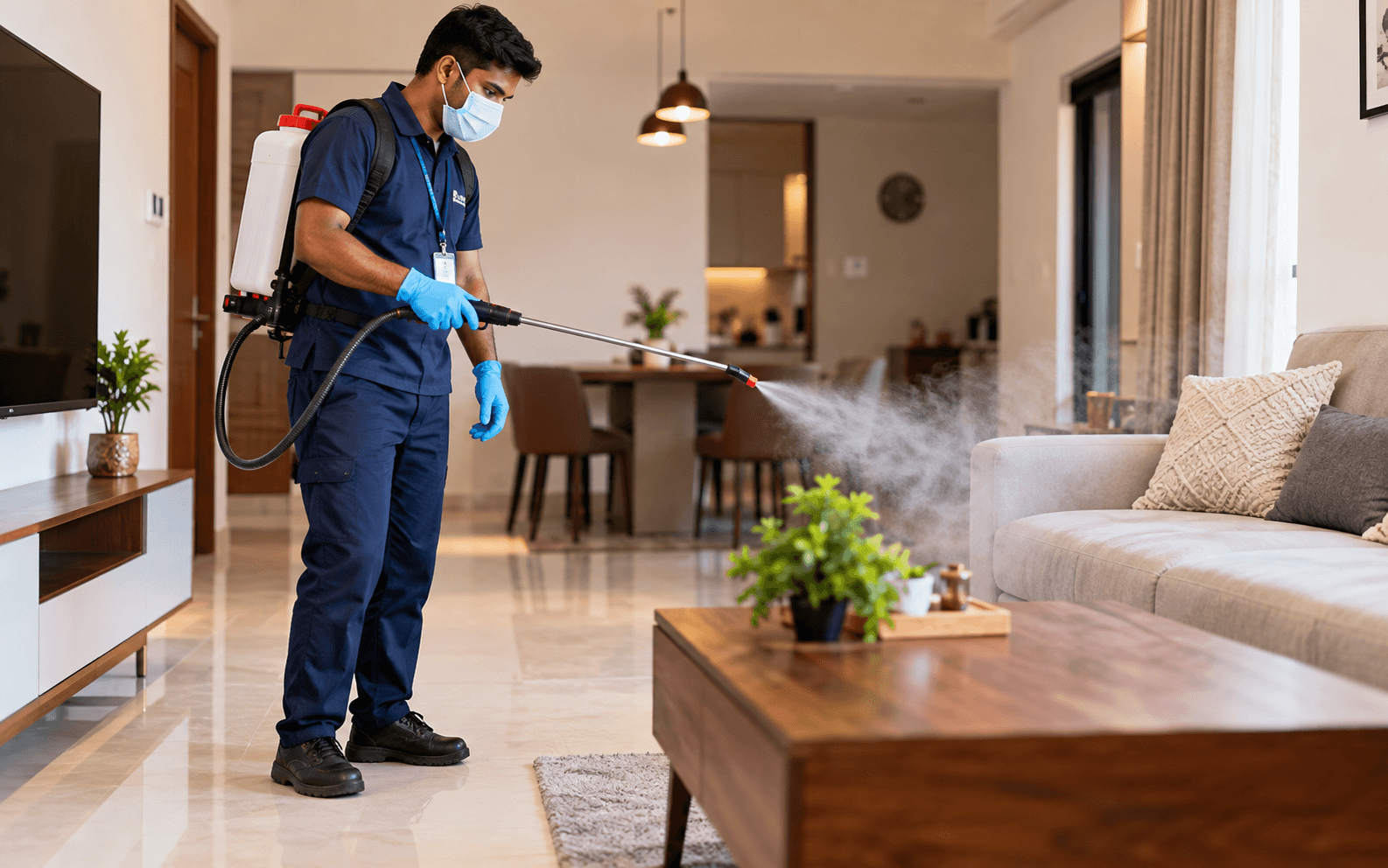 disinfection, covering agreed surfaces, routine soil or buildup, detail areas